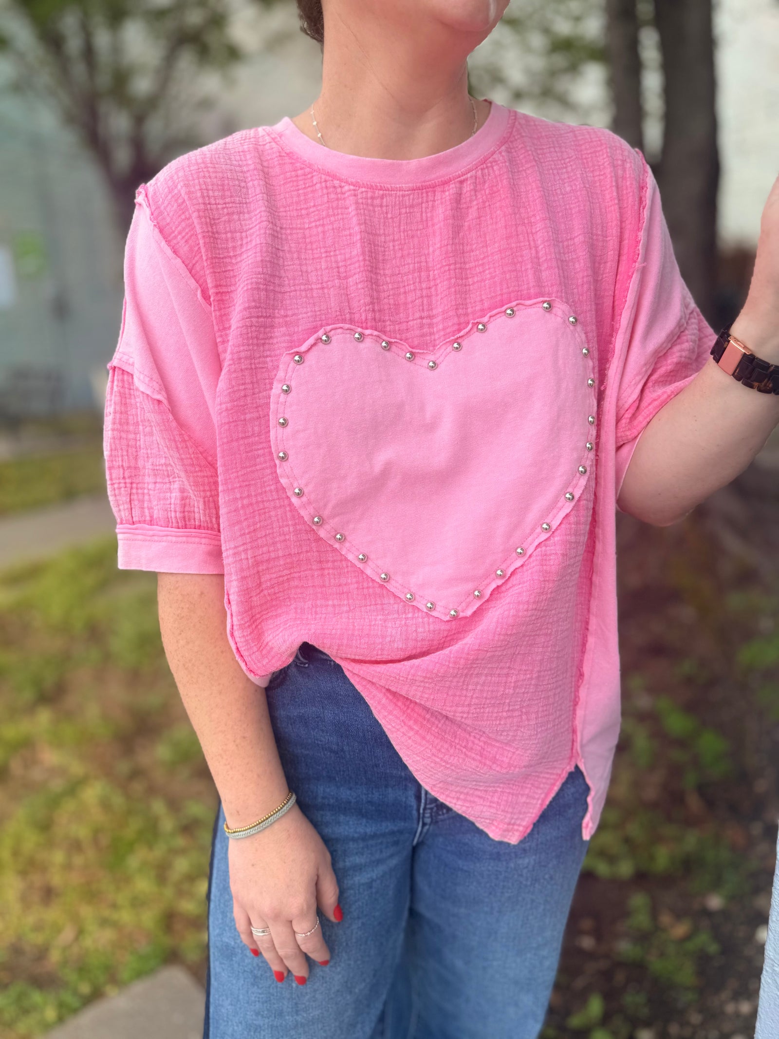 Sage & Fig Pink Cotton Gauze Everyday Love Top