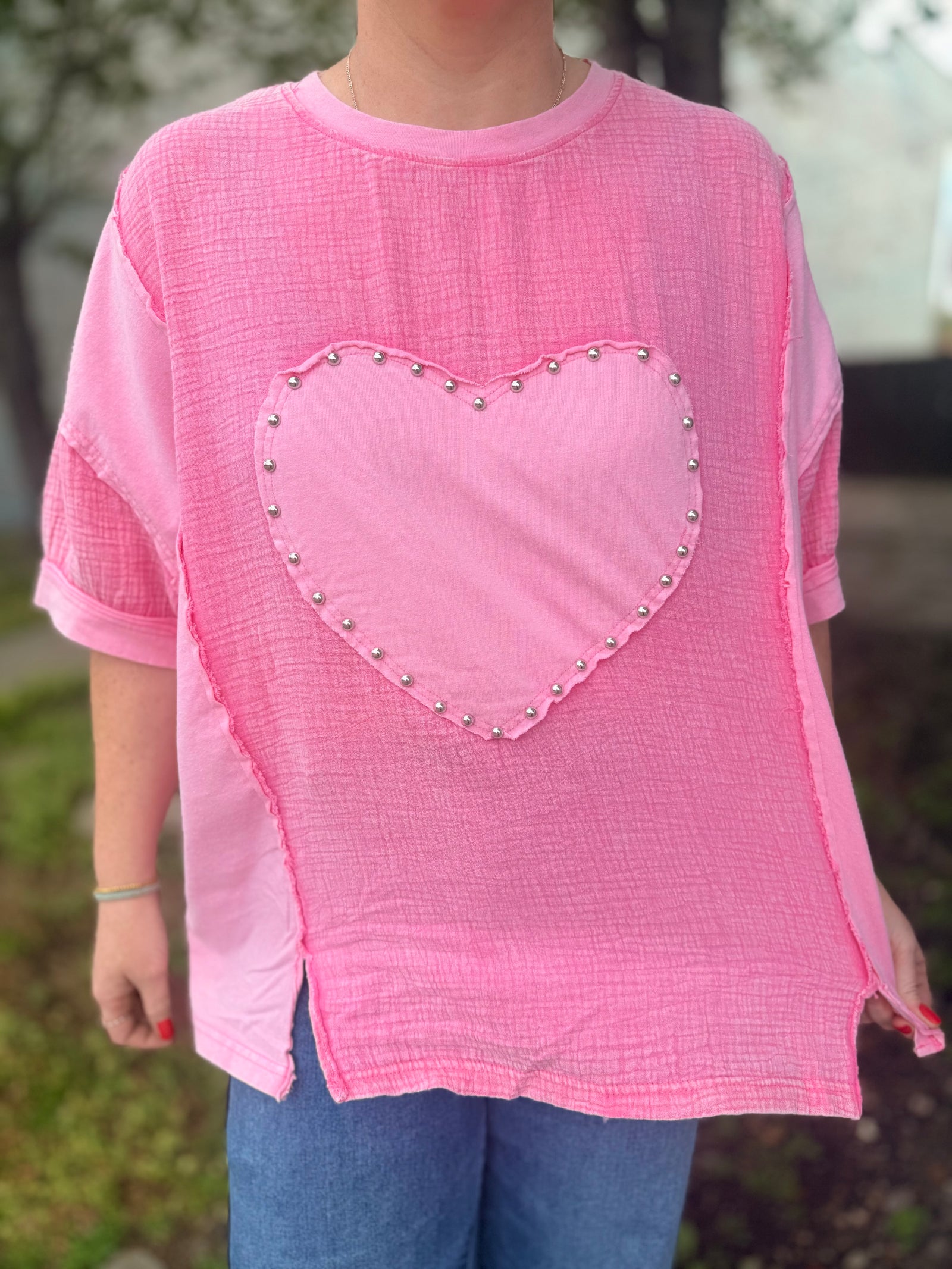 Sage & Fig Pink Cotton Gauze Everyday Love Top