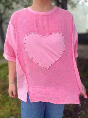 Sage & Fig Pink Cotton Gauze Everyday Love Top