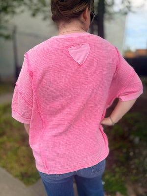 Sage & Fig Pink Cotton Gauze Everyday Love Top