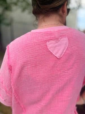 Sage & Fig Pink Cotton Gauze Everyday Love Top