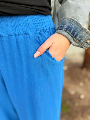 Blue Woven Wide Leg Pant