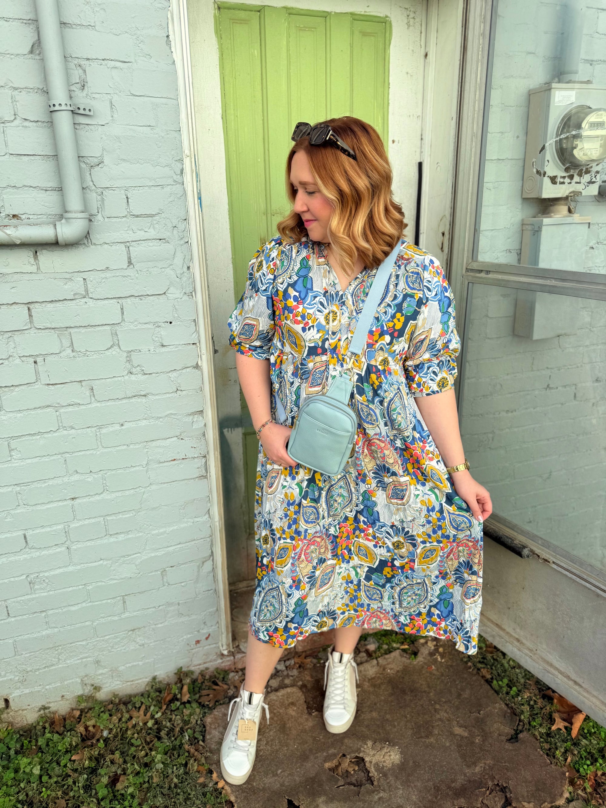 Plus Blue Mix Floral Midi Dress