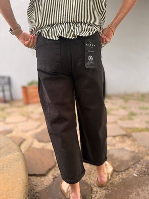 Risen Black Relaxed Cuffed Barrel Jeans