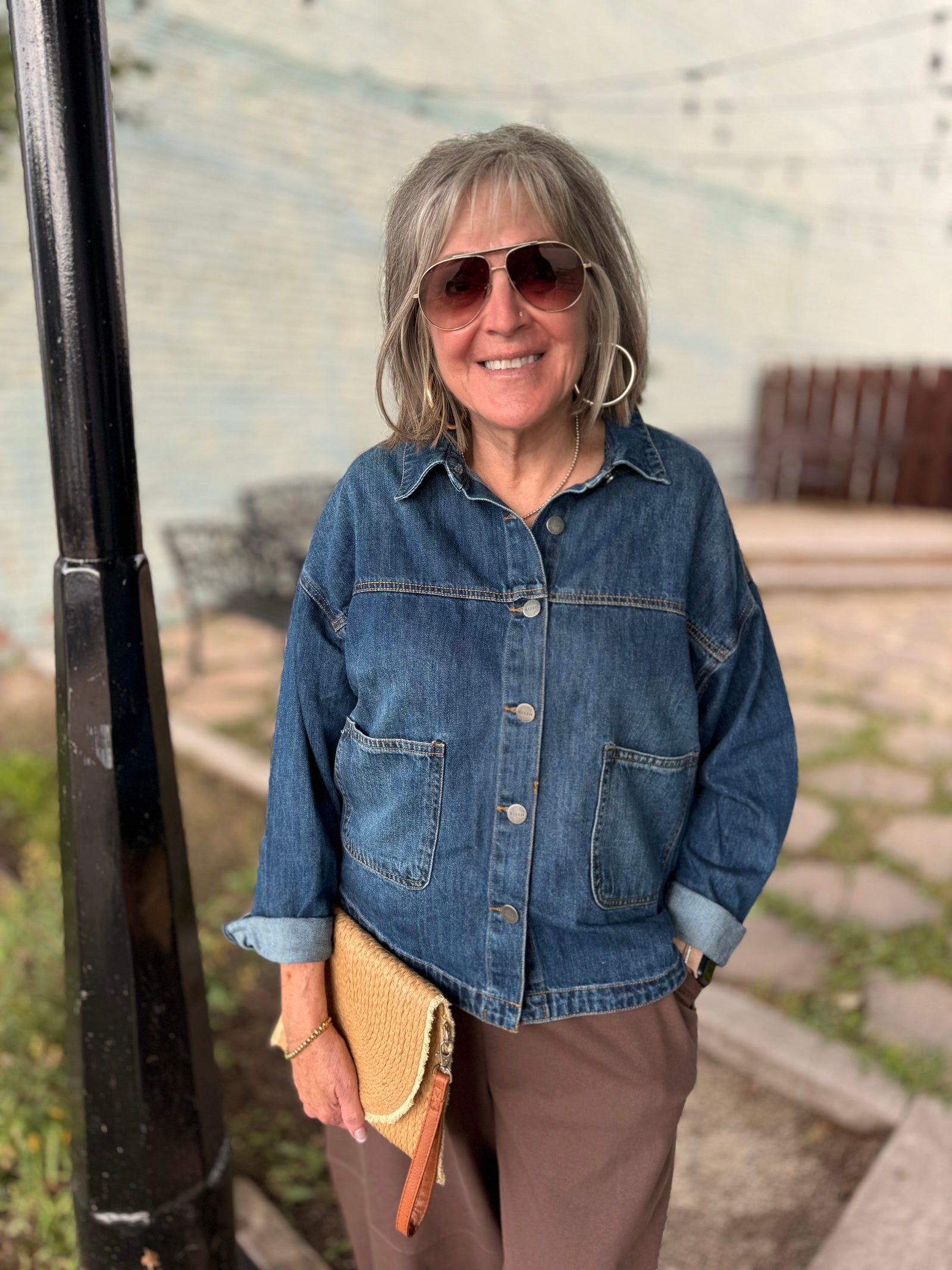 Risen Dark Wash Relaxed Fit Denim Shacket