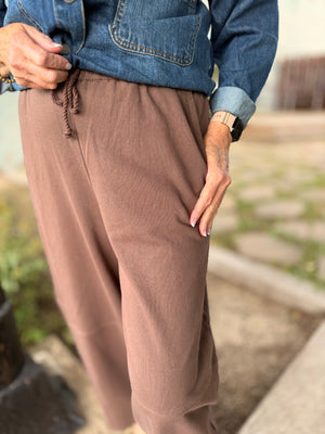 Braided Waist Casual Barrel Pant