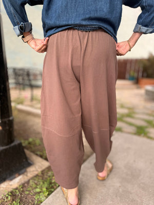 Braided Waist Casual Barrel Pant