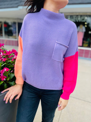 Lilac Contrast Sleeve Sweater