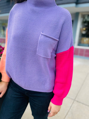 Lilac Contrast Sleeve Sweater