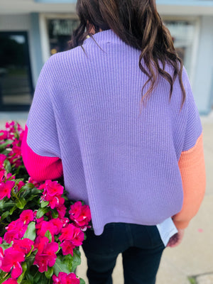 Lilac Contrast Sleeve Sweater