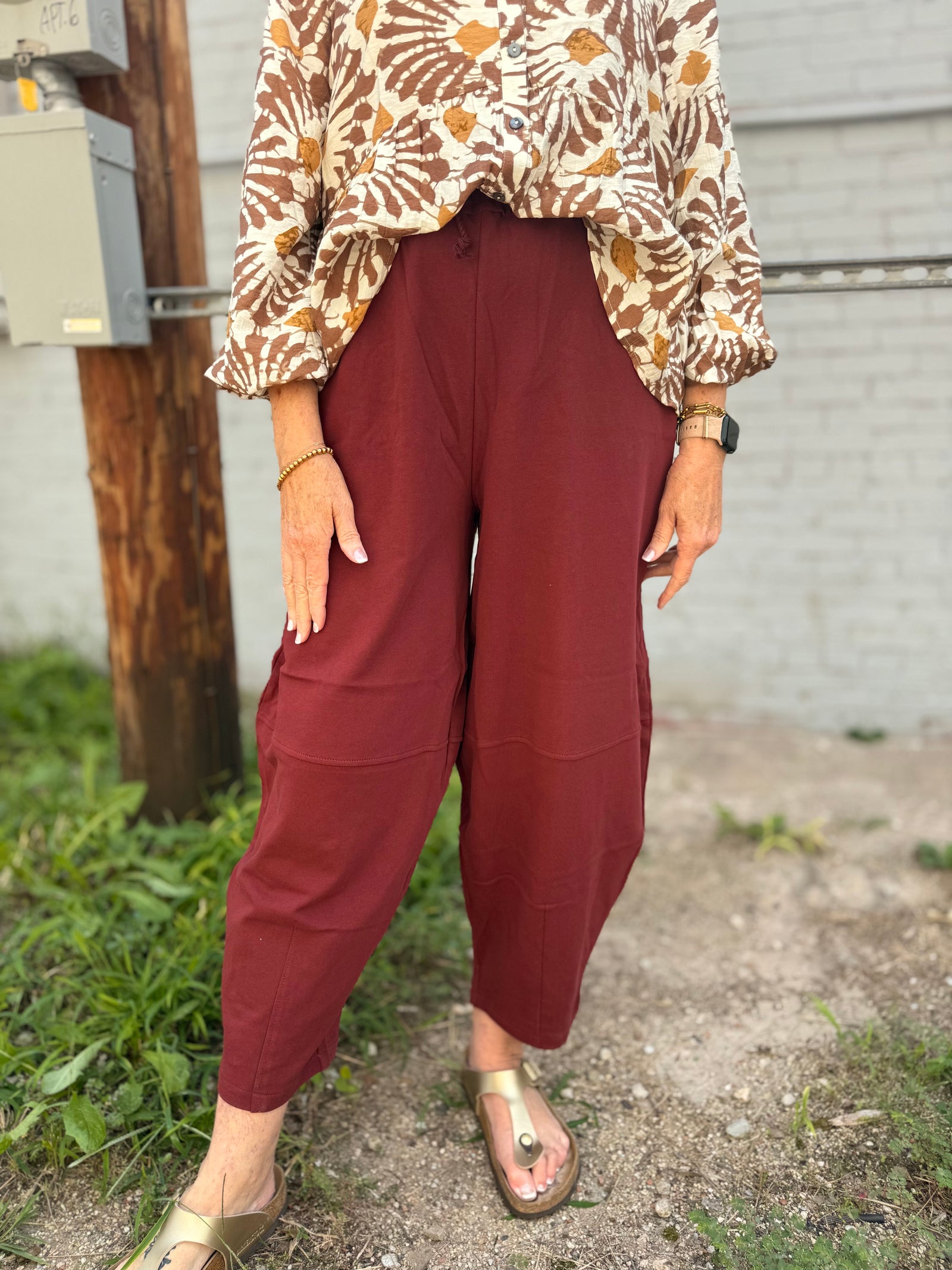 Braided Waist Casual Barrel Pant