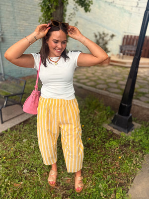 Oddi Yellow Striped Relaxed Pants