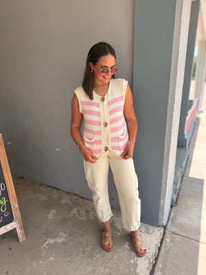 Risen Ivory High Waist Cuffed Barrel Jeans