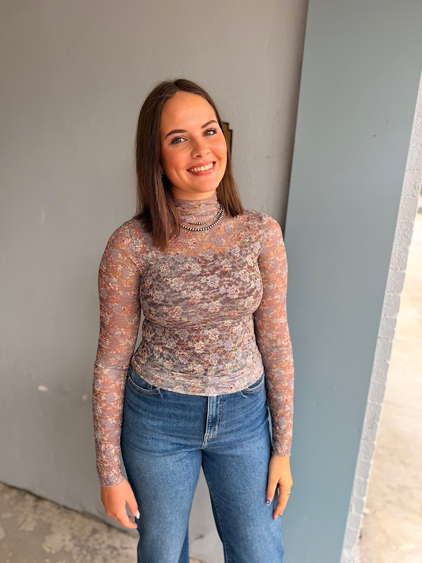 High Neck Fitted Sheer Layering Top