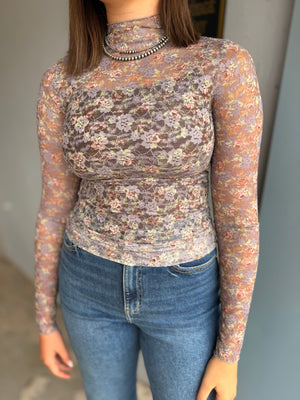 High Neck Fitted Sheer Layering Top