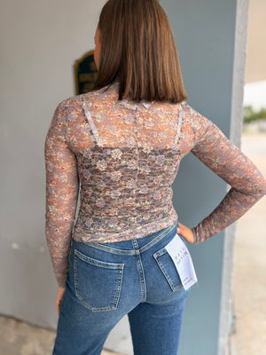 High Neck Fitted Sheer Layering Top