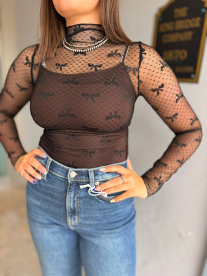 High Neck Fitted Sheer Layering Top