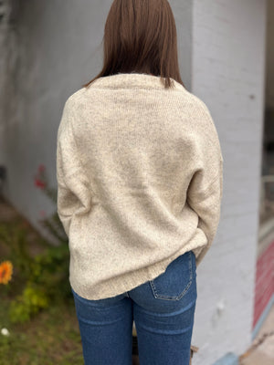 Heathered Cream Round Neck Sweater