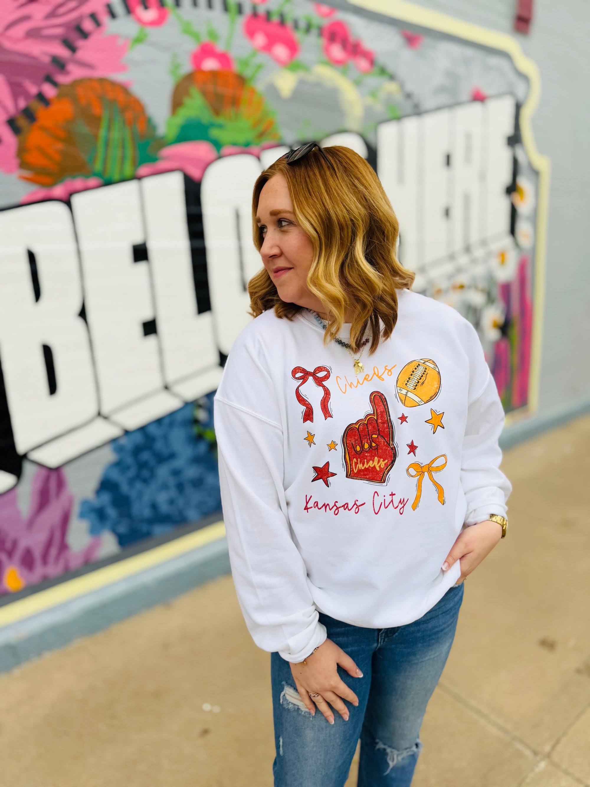 White KC Chiefs Coquette Sweatshirt