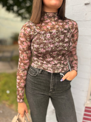 High Neck Fitted Sheer Layering Top