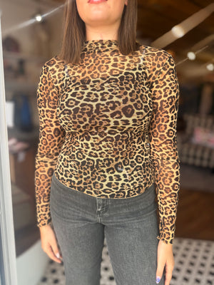 High Neck Fitted Sheer Layering Top