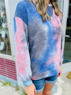 Christmas in July Terry Knit Tie Dye Pullover