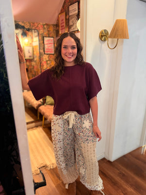 Entro Merlot Short Sleeve Knit Top