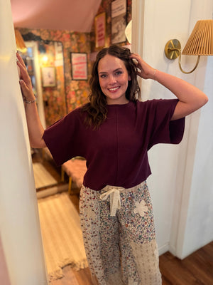 Entro Merlot Short Sleeve Knit Top