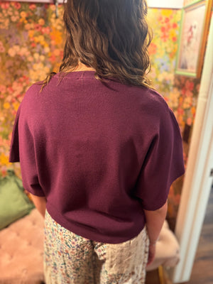 Entro Merlot Short Sleeve Knit Top