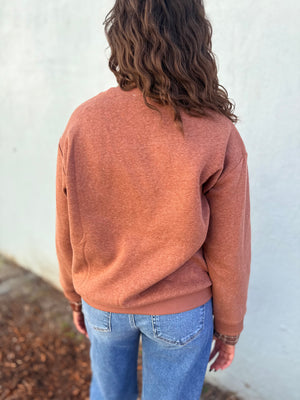 She + Sky Cinnamon Patchwork Plaid Pumpkin Sweatshirt