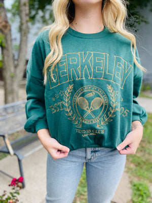 Hunter Green Embroidered Tennis Club Sweatshirt