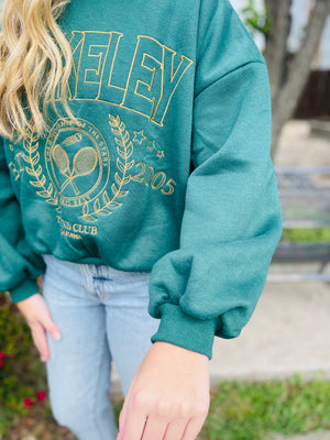 Hunter Green Embroidered Tennis Club Sweatshirt