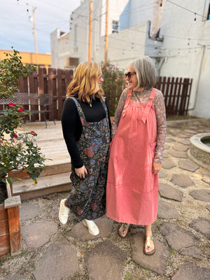 Easel Vintage Rose Acid Wash Cargo Jumper Dress
