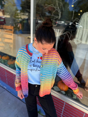 Bucketlist Space-Dye Striped Cardigan