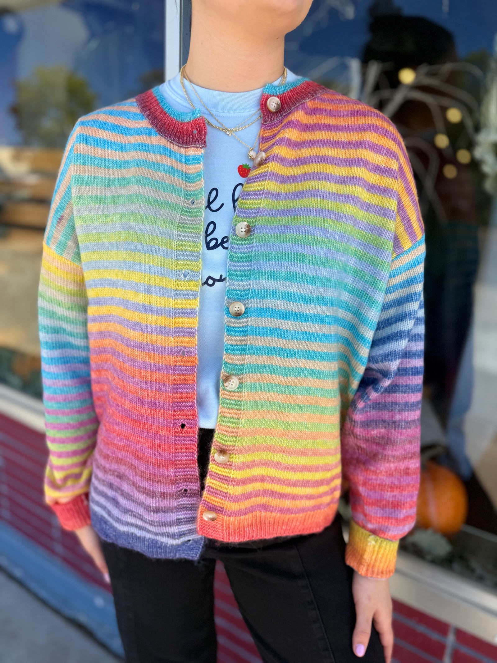 Bucketlist Space-Dye Striped Cardigan