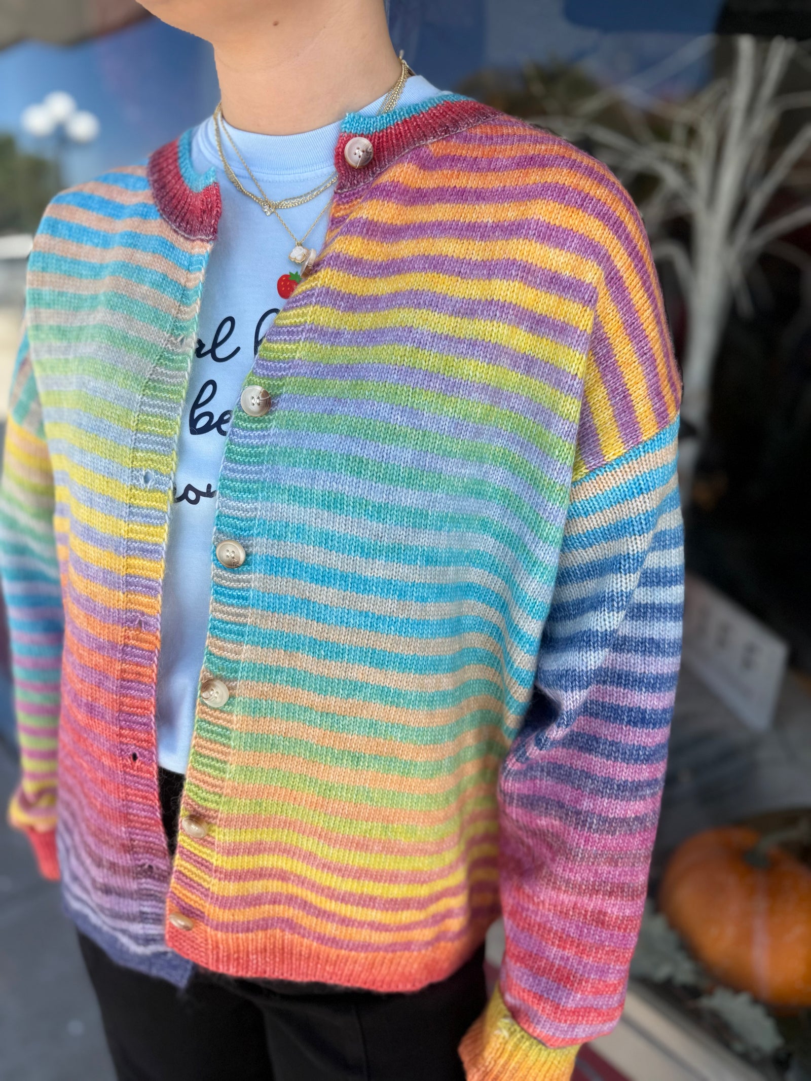 Bucketlist Space-Dye Striped Cardigan