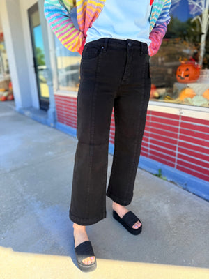 Risen Black Tummy Control High Rise Cropped Jeans