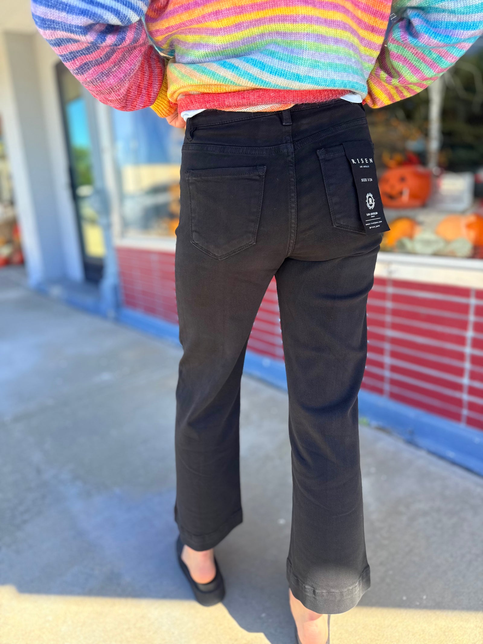 Risen Black Tummy Control High Rise Cropped Jeans
