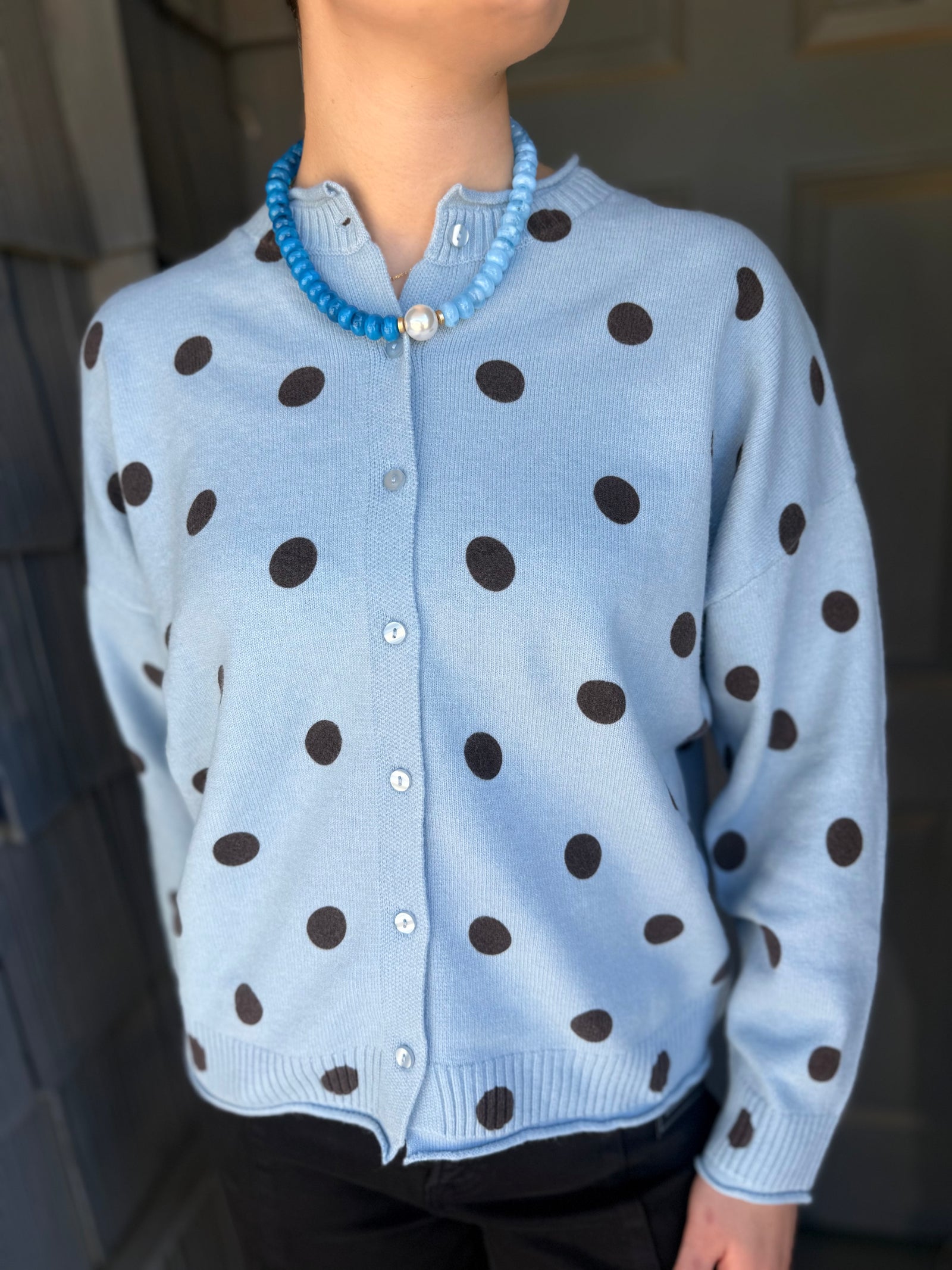 Blu Pepper Polka Dot Button Front Cardigan