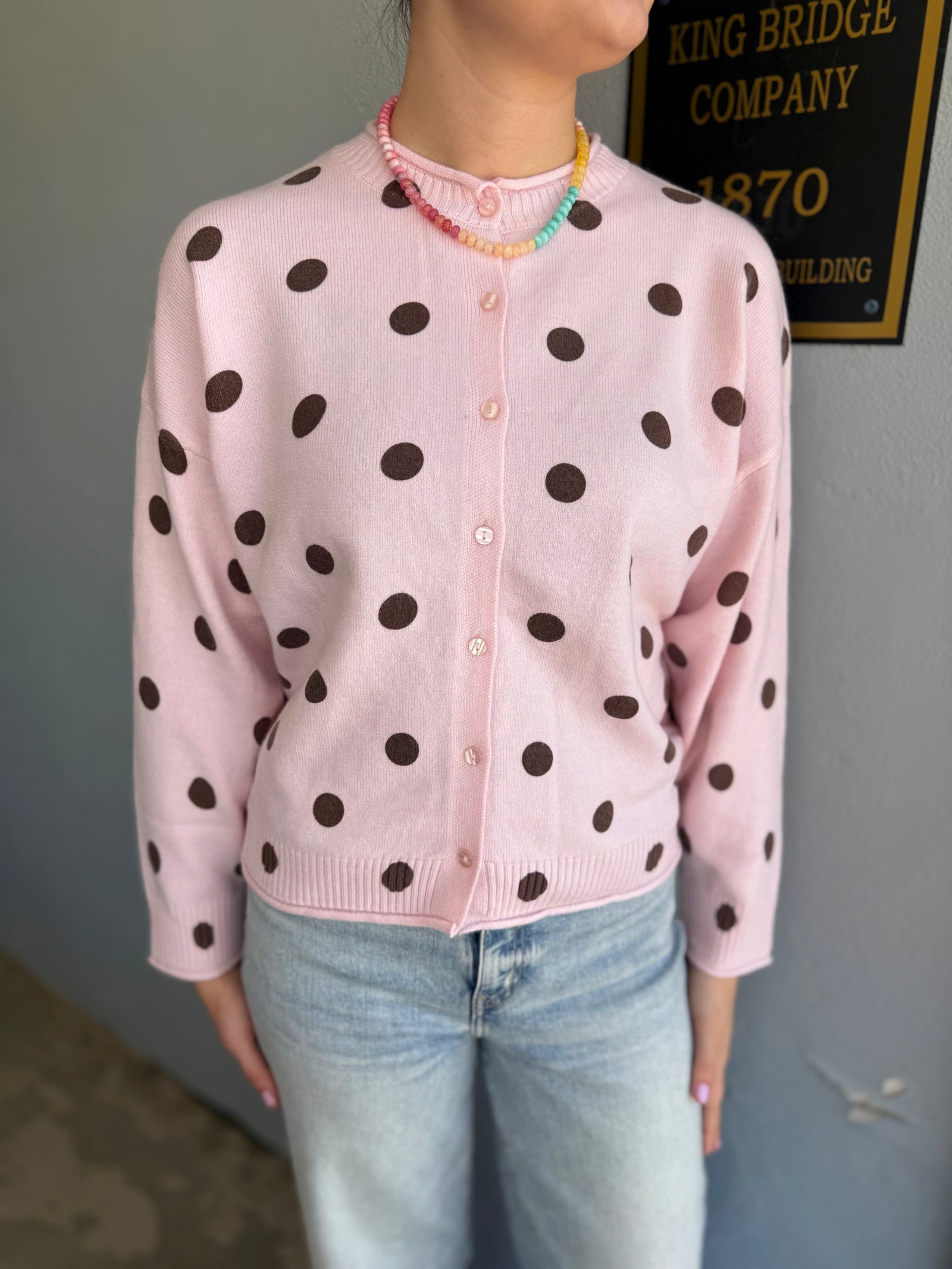 Blu Pepper Polka Dot Button Front Cardigan