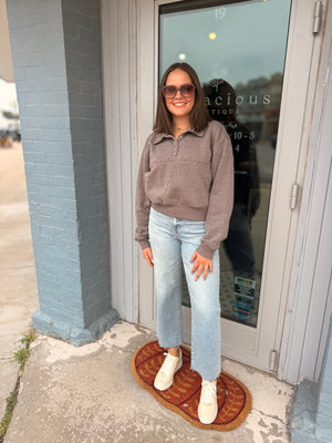 Walnut Collar Snap Button Sweatshirt