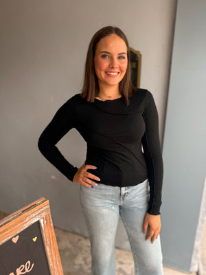 Asymmetrical Knit Long Sleeve Top