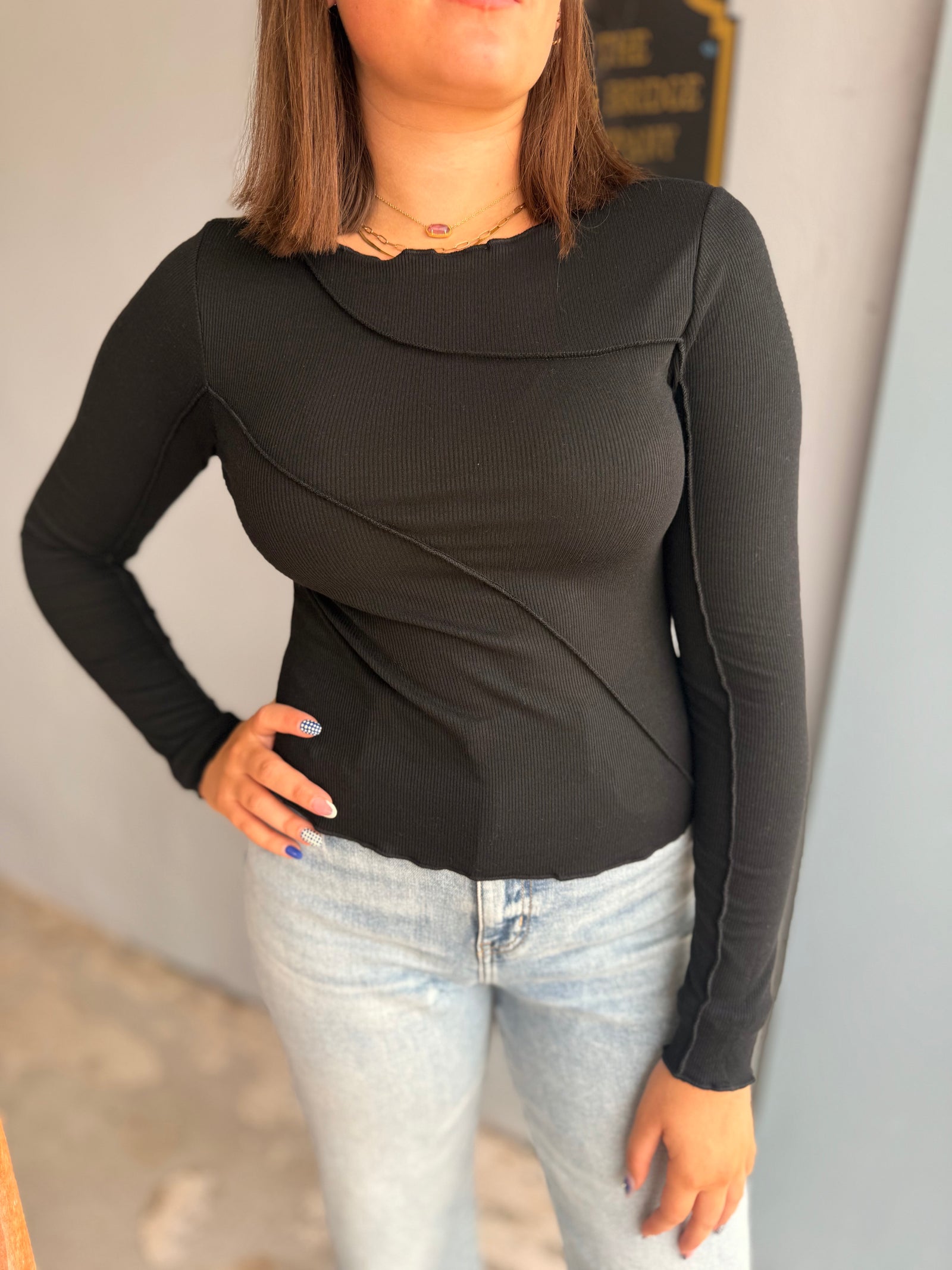 Asymmetrical Knit Long Sleeve Top