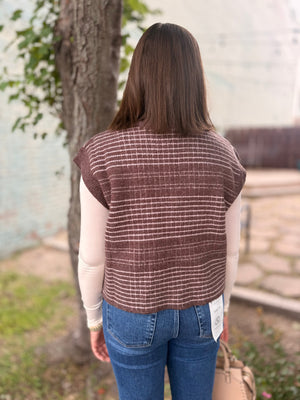 Brown Plaid V-Neck Sweater Vest