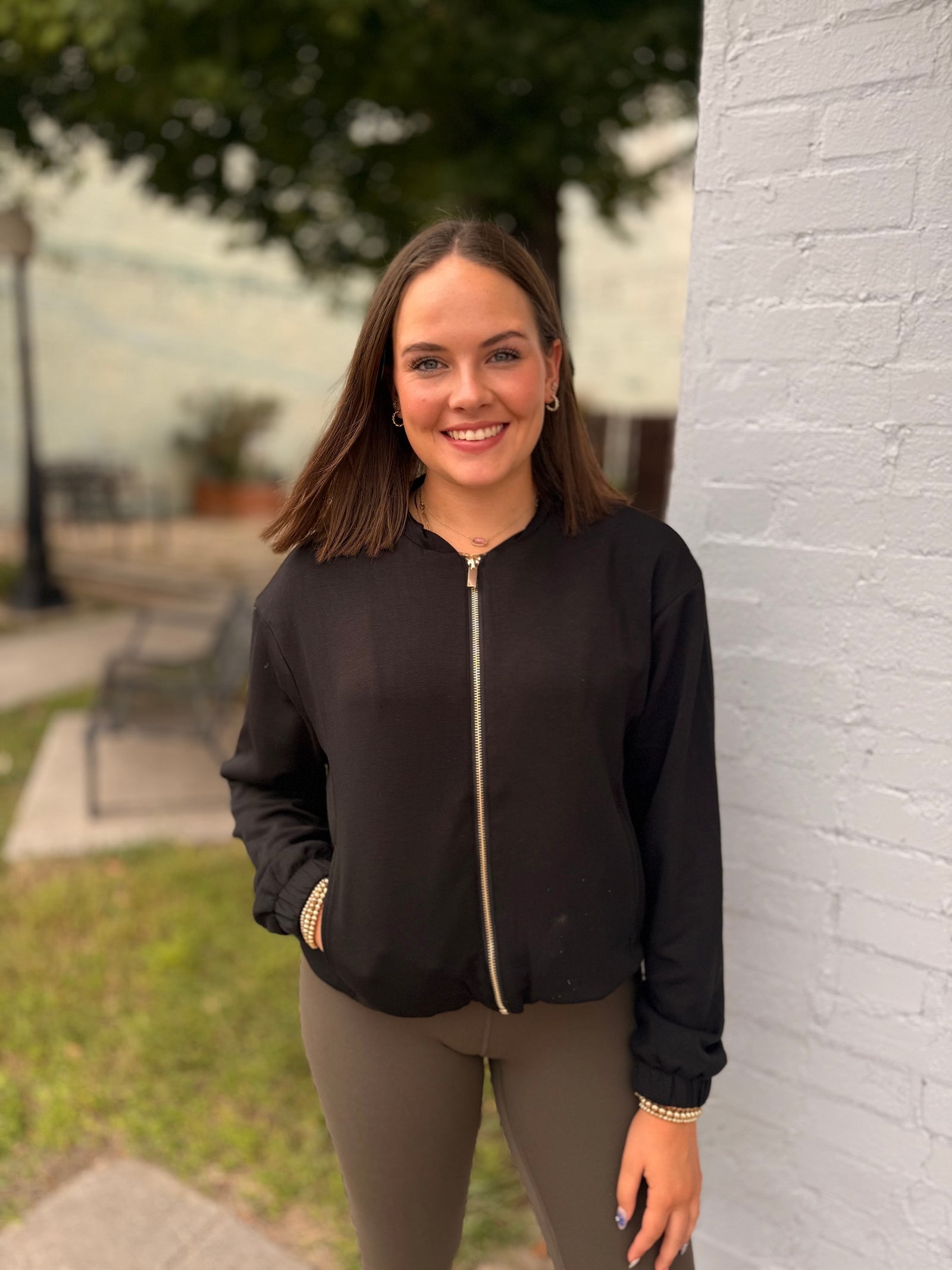 Black w/ Gold Zipper Hooded Jacket