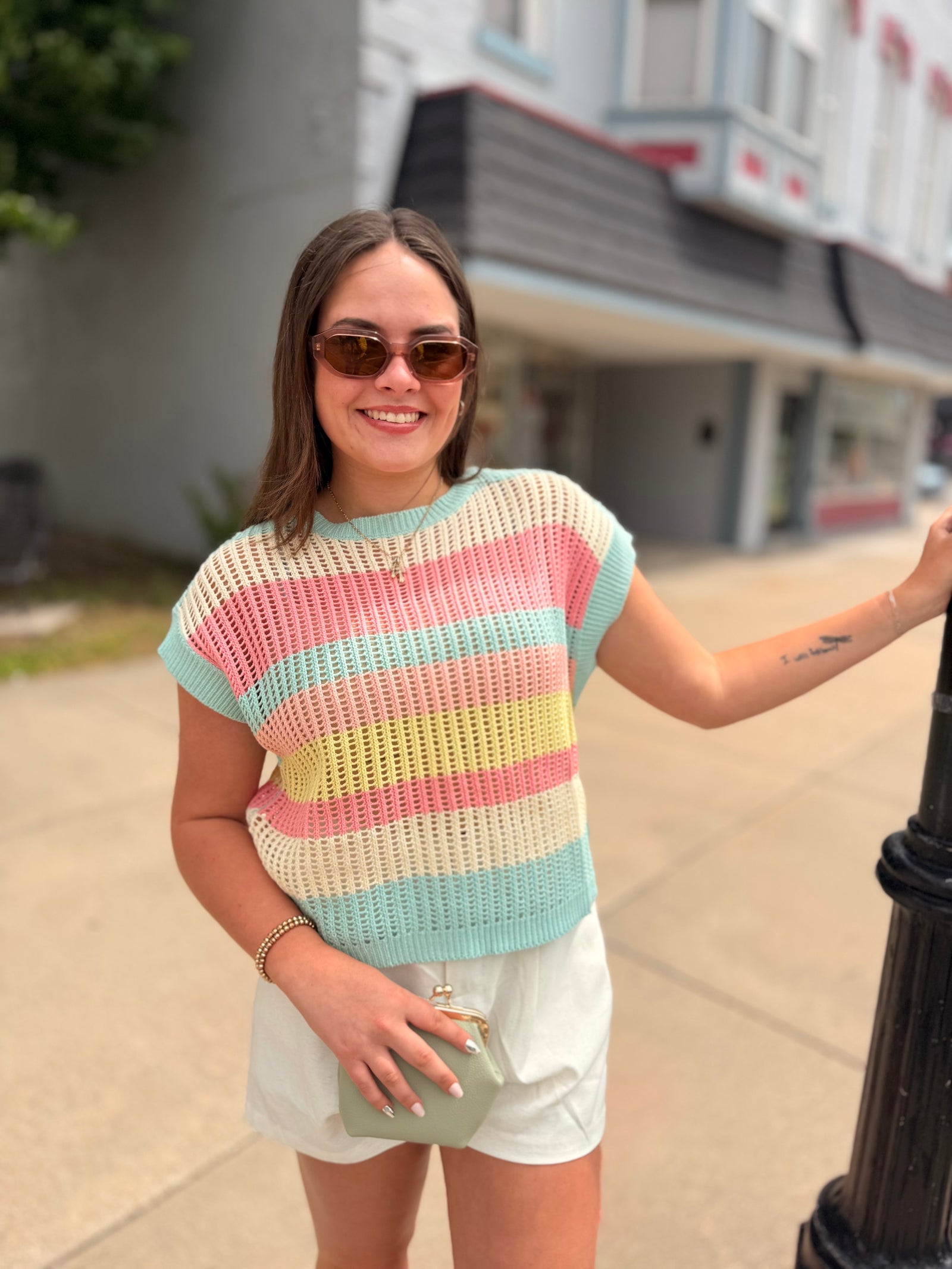 Sage + Fig Pastel Boardwalk Knit Top