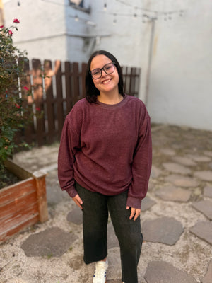 Oversized Brushed Crewneck Casual Sweatshirt