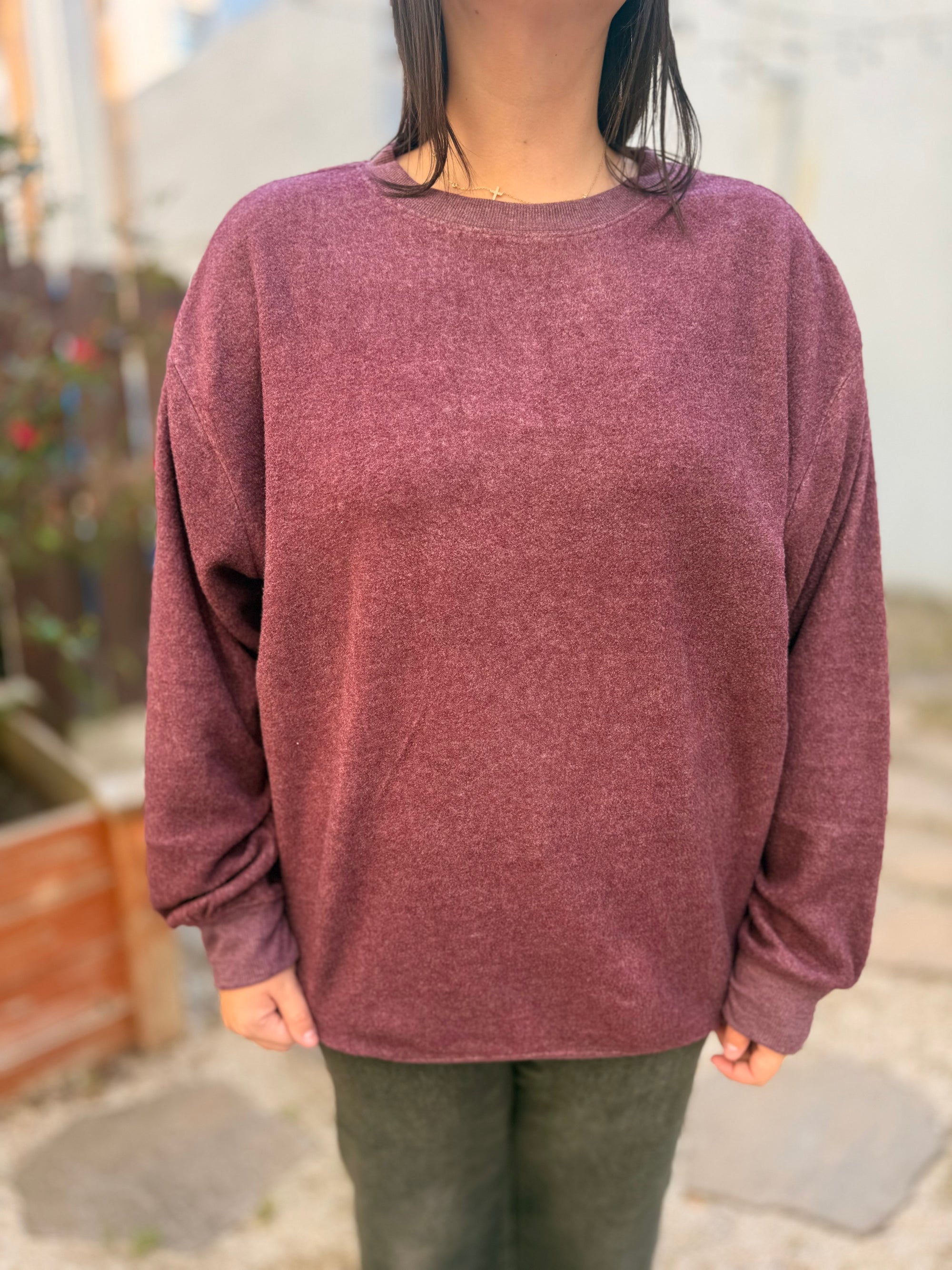 Oversized Brushed Crewneck Casual Sweatshirt