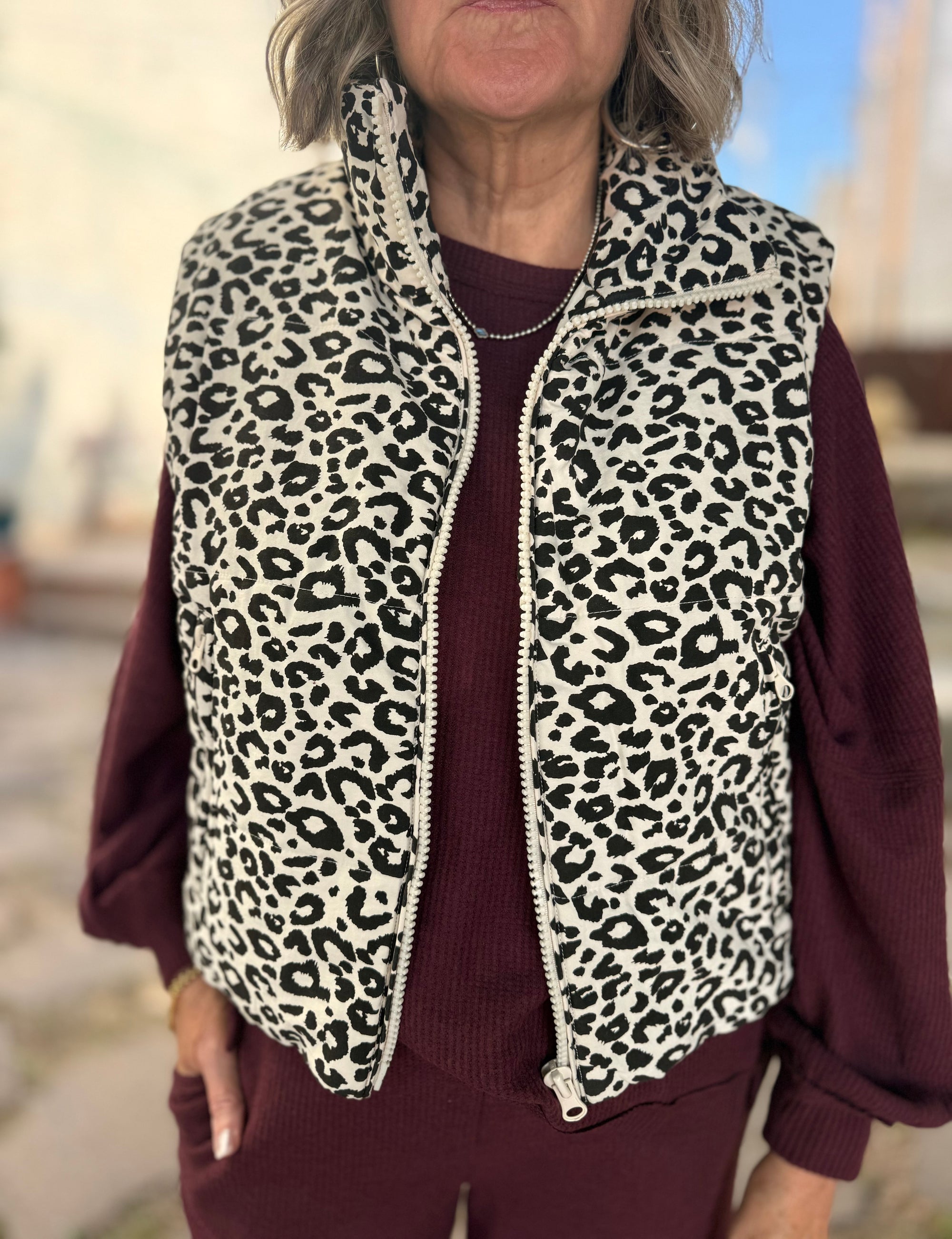 Leopard Print Puffer Vest