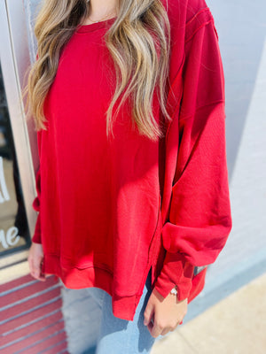 Oversized Raw Edge Pullover